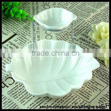 2 Sizes Party Decoration 2 Tier White Shaped Porcelain Plate Tableware Wholesale