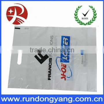 Custom white plastic LDPE/HDPE die cut handle bag