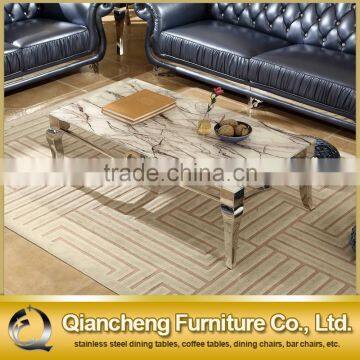 Modern Marble Top Coffee Table 201 Stainless Steel Legs photo-5