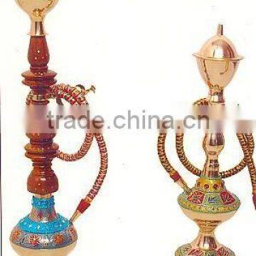 Brass & wooden hookah