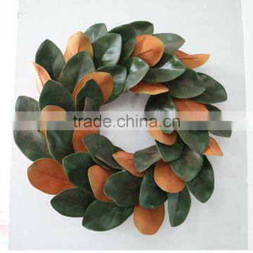 Artificial magnolia leaves wreath