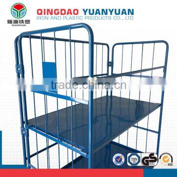 4 Wheels 3 Sided Logistics Container Pallet Flexible Roll Cage Folding Hand Trolley photo-3