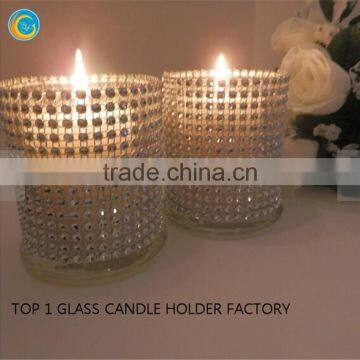 candle glass Flameless Candle Gold Mercury Glass Pillar Cylinder 8 inch