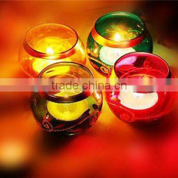 hand blown christmas glass candle holder