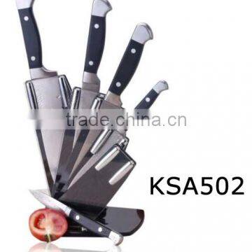 5PCS ABS Handle Stainless Steel Knife Set with acrylic base