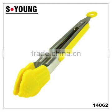 14062 New Shape Kitchen and Barbecue Grill Tongs Silicone BBQ Cooking Stainless Steel Locking Food Tong Salad Tongs photo-2