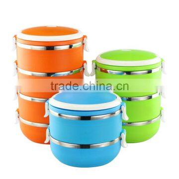 Round shape stainless steel takeaway food container with handle