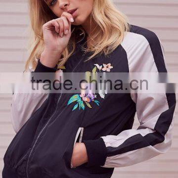 Hot Sale Satin Woman Jacket New in Style Embroidery Bomber Jacket photo-5