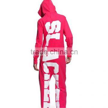 Wholesale Cotton Adult Red One Piece Jumpsuit Custom Made Adult Print Onesie photo-2