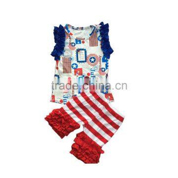 2017 wholesale new arrivals baby girl 4th of july tanks with shorts summer outfits