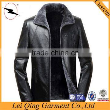 High quality OEM latest designs real fur black man leather jacket