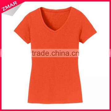 China supplier ladies v-neck 100 polyester fashion basic quick dry tshirt