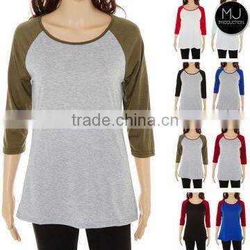 FACTORY Wholesale Colorful 3/4 Sleeve Raglan photo-5