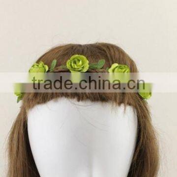 BOHO Beach Wedding Photo Props Elastic Leather Braided Flower Headband Garland Hair Wreath