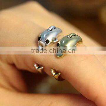 Silver Bronze Plated Dolphin Knuckle Ring Animal Open Mouth Unisex Rings