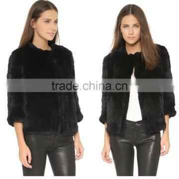 SJ408-01 Newest Style Genuine Wholesale Fur Knit Lady Jackets from China