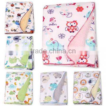 wholesale cartoon animal printed flannel fleece baby infant blanket