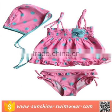 Custom Swimwear Dot Peach Baby Girls Swimming Costume