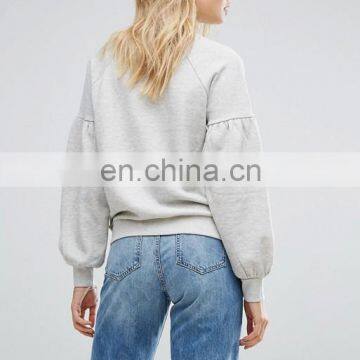 OEM Factory High Quality Cheap Price Crew Neck Sweatshirt Balloon Sleeve Sweatshirt photo-2