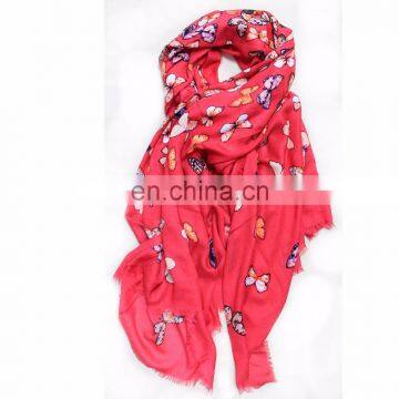 modal cashmere blend fashion butterfly print infinity lady scarf