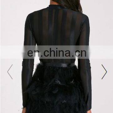 Women's Sexy Long Sleeve Mesh Luxury Fur Trim Party Dresses New Year's Eve Hot Dresses photo-3