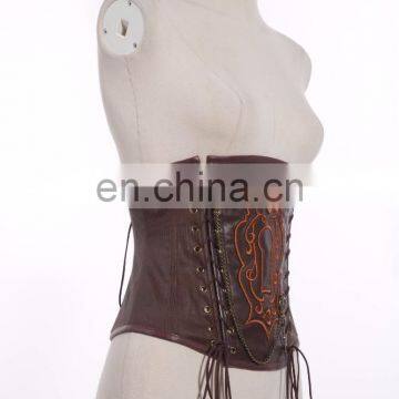 Steampunk Soft Bone Corset With Key-hole Patch and Bronze Key Pendant photo-2