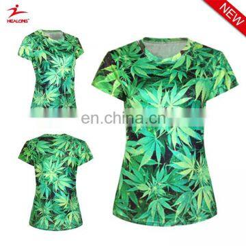 Golden Supplier Green Color Cheap Women Custom T Shirt Printing Casual Wear Tee Shirt