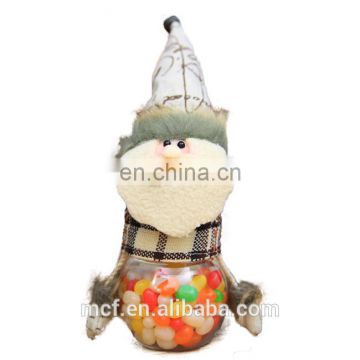 Wholesale Christmas decorations cute plush christmas santa claus plastic clear candy jar for kids MCH-2458