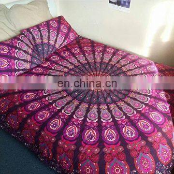 Indian Mandala Duvet Cover Ethnic Purple Quilt Covers Hand Screen Printed Doona Cover Blanket With Pillow Cover