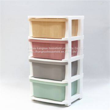 Household Free Combination Drawer Tower, White Frame with Colorful Drawers