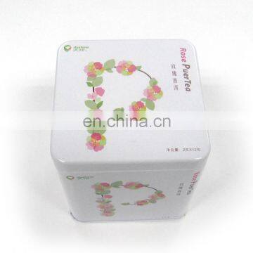 Popular square flush tin box for Puer tea