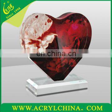 Small Floral Heart Shaped Desktop Acrylic Trophy Crystal Trophy Acrylic Award