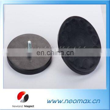 88mm Neodymium pot magneet in rubber met draadpen