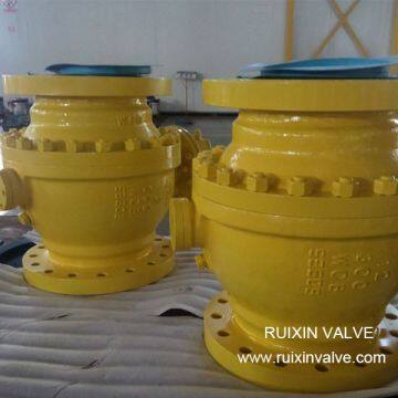 API GOST Worm Gear Opeated Cast&Forged Steel Metal/Soft Seal Flanged Trunnion Mounted Ball Valve