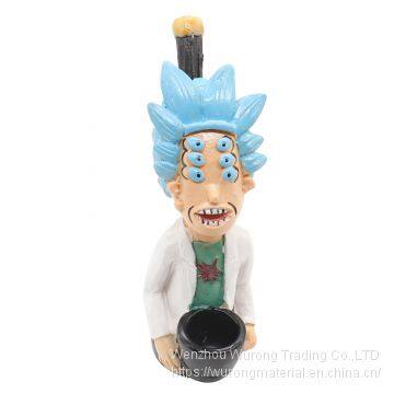 125mm Length Wooden Resin Short Tobacco Pipe With Rick and Morty Figure Shape for Smoking