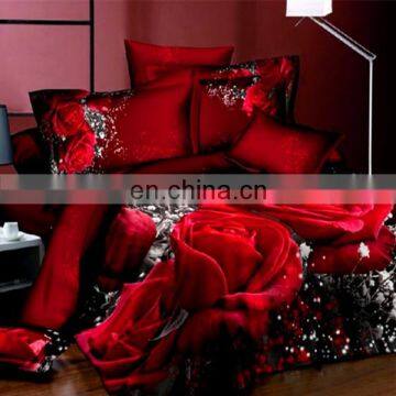 Wholesale Luxury Home Textile Wedding Red Rose Cotton Duvet Cover , Quilt Sheet Set , Bedding Sets