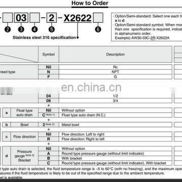 SMC Air Filter Regulator AW30 AW40 Series AW3000-03D photo-2