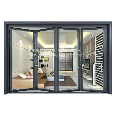 Gouble Glass Patio Accordion Aluminum alloy frame Folding Door With Insect Screen