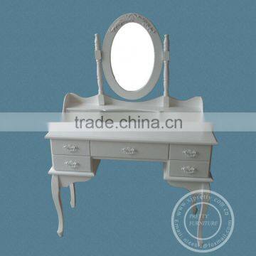 white color wooden dressing table with mirror / wooden bedroom furniture