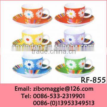 2015 Hot Sale Promotion Tea Ceramic Cup Saucer Made In China with Custom Print