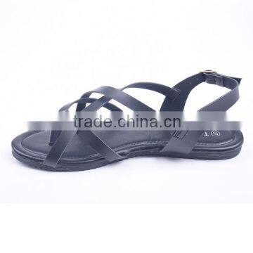 Newly Fancy Woman Promotion Summer Flat Strap Ankle Sandals With Golden Buckle photo-4