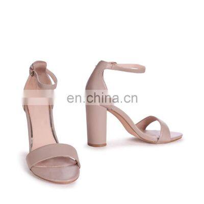 Ladies High Quality Unique Luxury Design Single Sole High Block Heels Ankle Strap Sandals Shoes photo-2