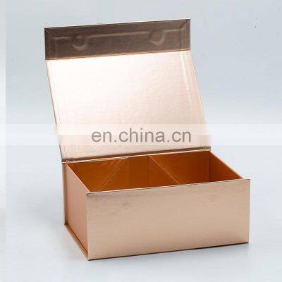 Custom Elegant Flat Fold Pack Bulk Magnetic Closure Rose Gold Gift Box With Ribbon Bow photo-4