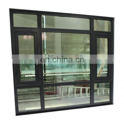 modern house best design safe fixed tempered glass popular black aluminum material waterproofing balcony large casement windows