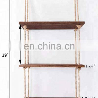 Perfect Wall Swing Storage Shelves Jute Rope Organizer Rack 3 Tier