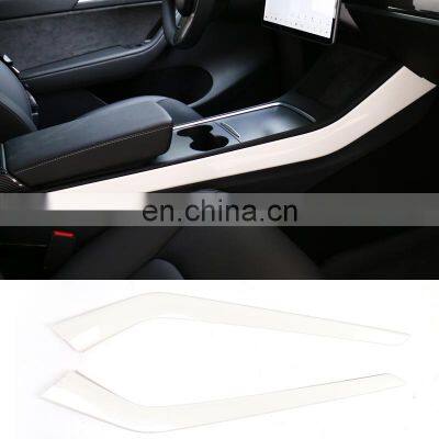 Abs Carbon Fiber Interior Trims For Tesla Model Y Modified Central Control Side Trims Strips Cover Car Decorative Accessories