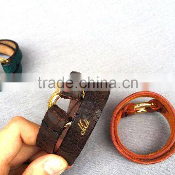 Personality High Feshion Genuine Leather Crocodile Parttern Crack Vintage Retro Style Hand Make Bracelet for Mens photo-6