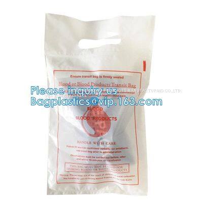 Die Cut Handle Blood Transit Biodegradable Shopping Bag Blood Transport Bag, Header With Grip Seal Closure, Punch Handle photo-5