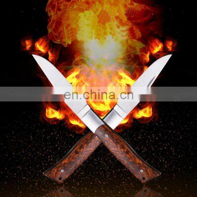 Folding Knife Stainless Steel Outdoor Survival Hunting Pocket Knife With Wooden Handle photo-3
