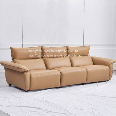 New Hidden Control Panel Function Sofa Italian Double Armrest Headrest Adjustable Combination Sofa Furniture photo-2